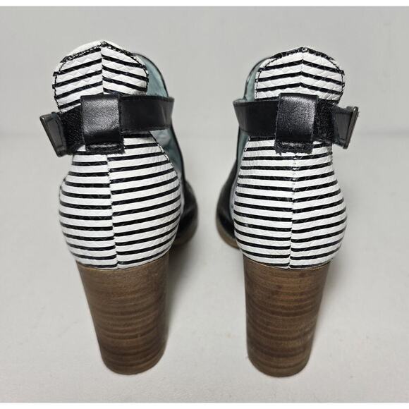 Spring Step L'Artiste LASHON Black Leather Strips Stack Heel Sandals Sz 39 US 9 - Picture 8 of 10